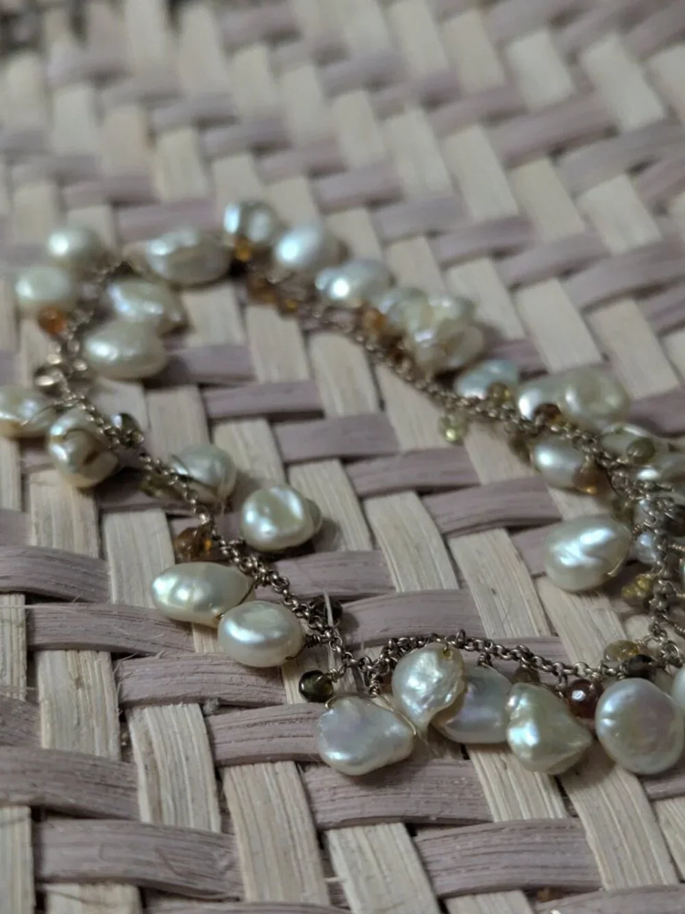 Vintage Gold plated sterling silver fresh water pearl baroque bracelet